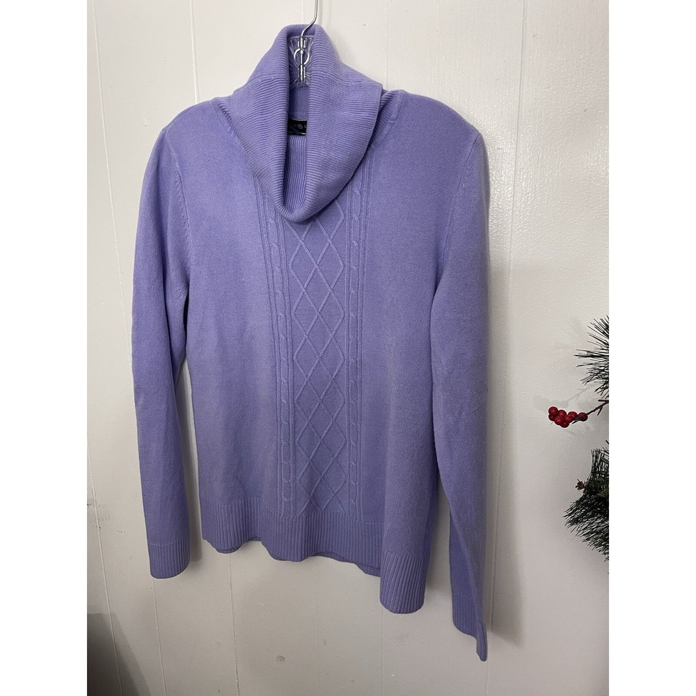 Woman's M Cowl neck Sweater Soft Acrylic Long Sleeve EUC LKN Karen Scott Purple